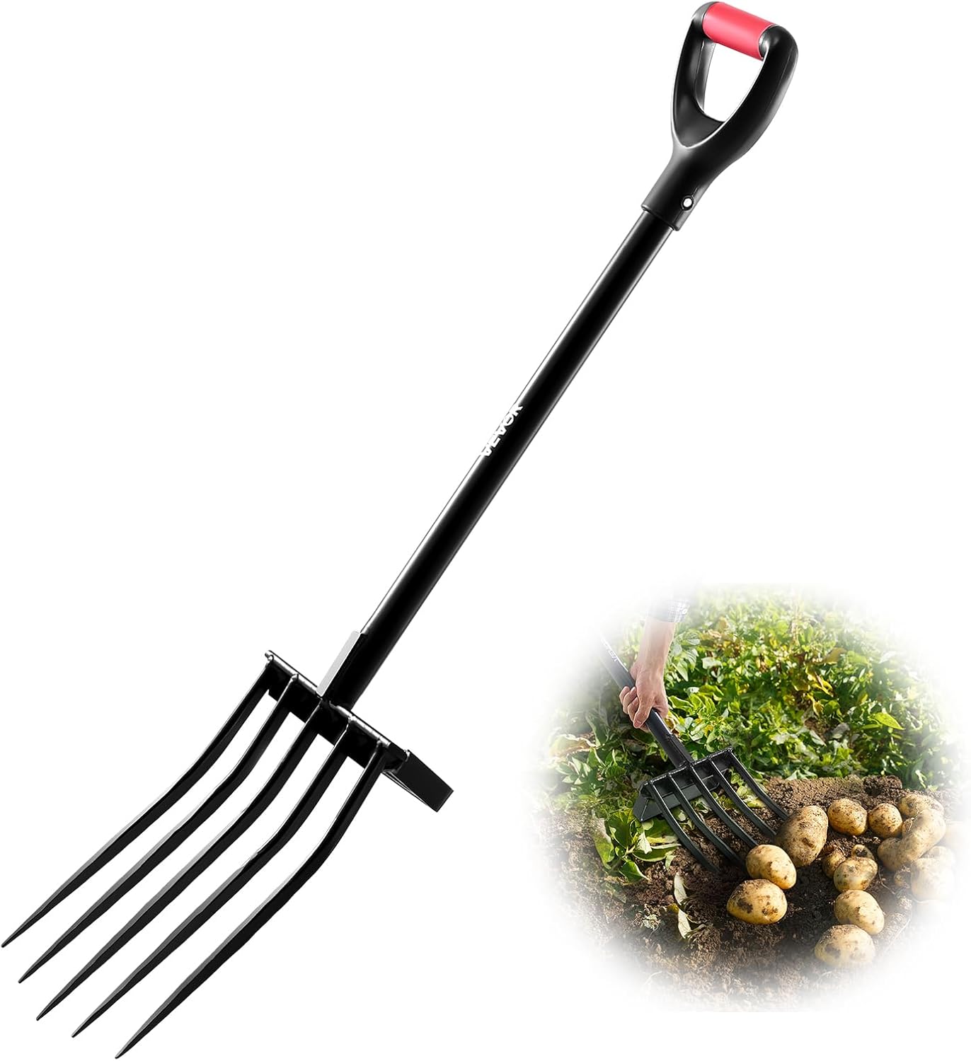Spade Digging Fork - VEVOR Garden Fork, 5-Tine Gardening Pitchfork