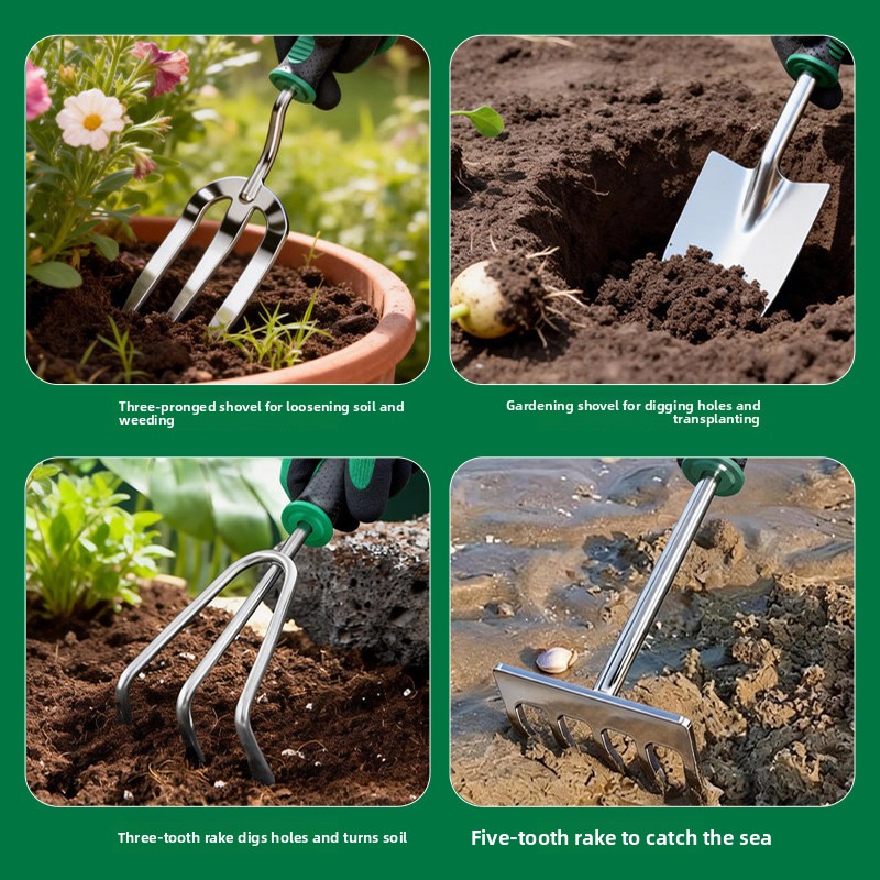5Pcs Stainless Steel Garden Ha - مراجعة Spade Digging Fork وسعره