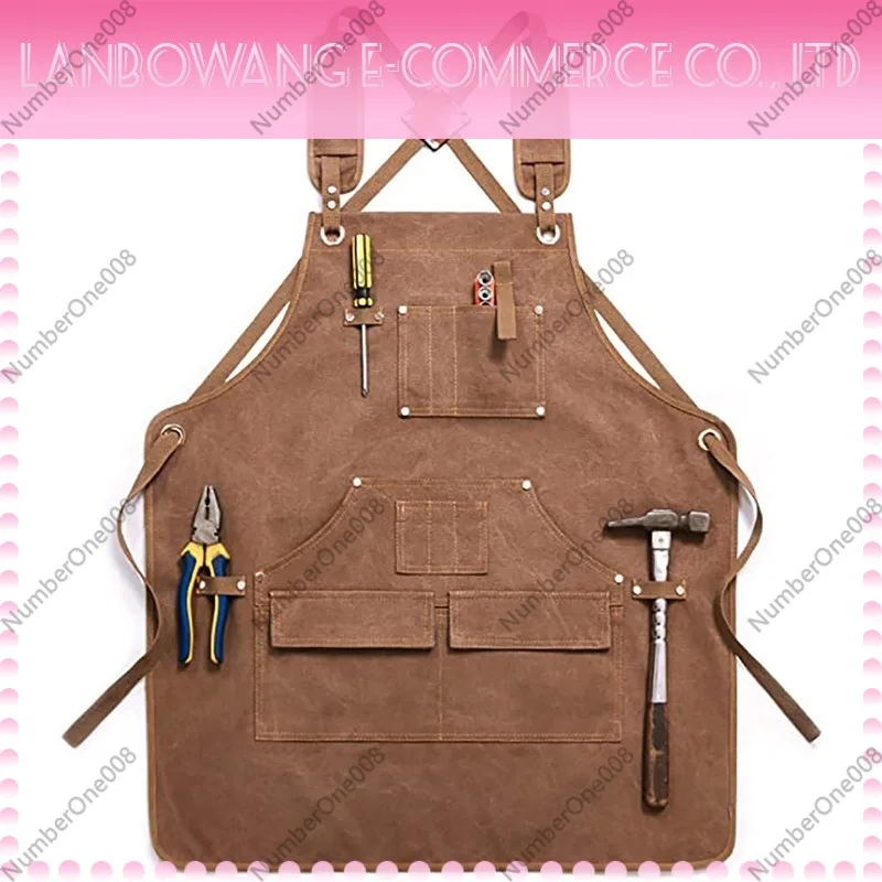Thickened Canvas Work Apron Cu - مراجعة Gardening Tools Logo وسعره