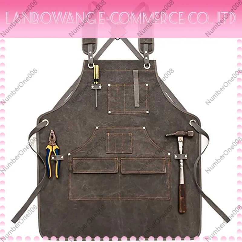 Thickened Canvas Work Apron Cu - مراجعة Gardening Tools Logo وسعره