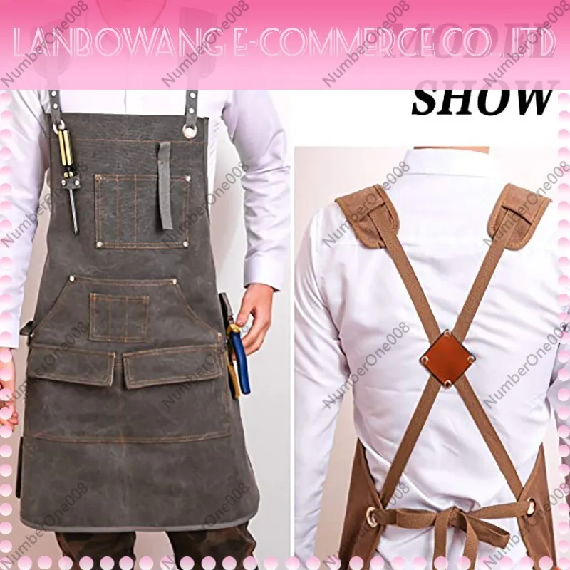 Thickened Canvas Work Apron Cu - مراجعة Gardening Tools Logo وسعره