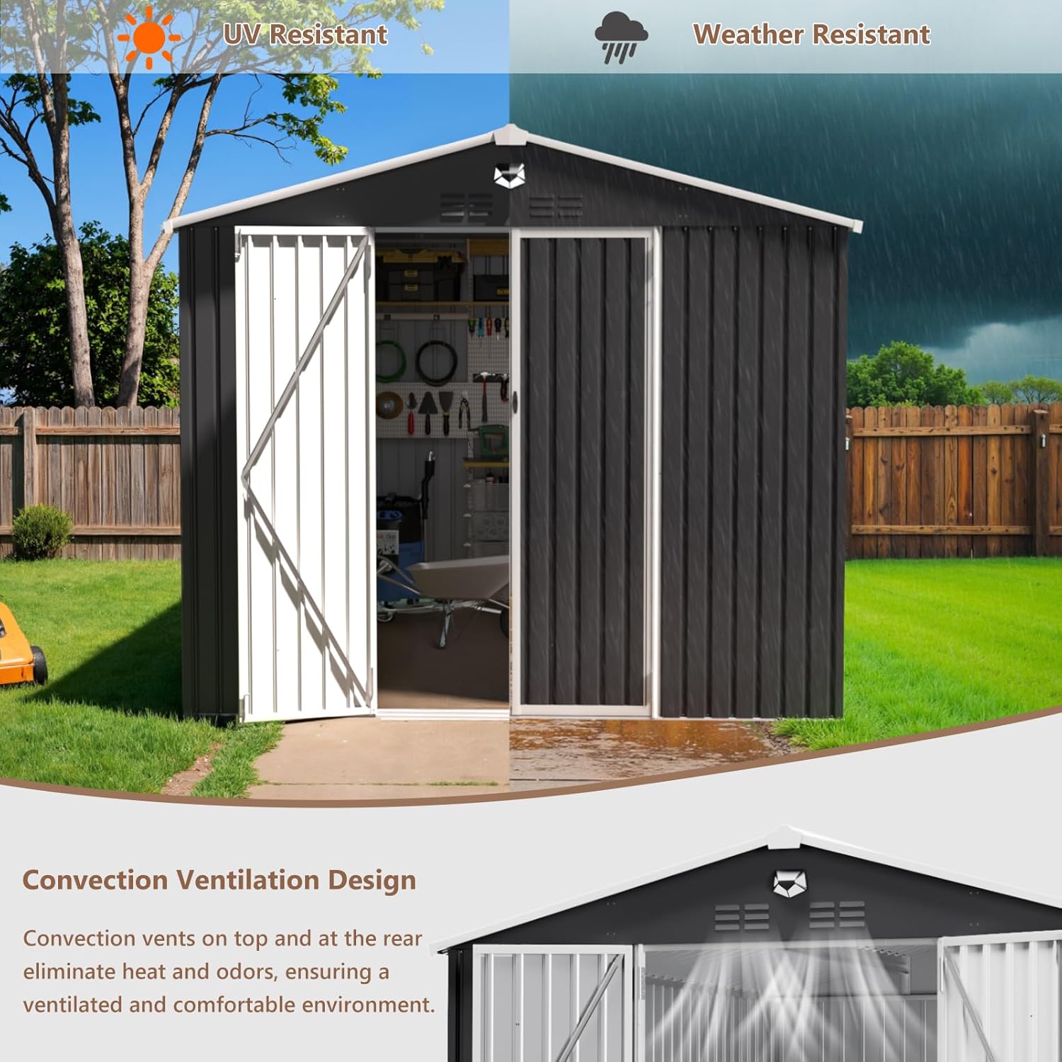 10x12 FT Metal Outdoor Storage - مراجعة Gardening Yard Tools وسعره