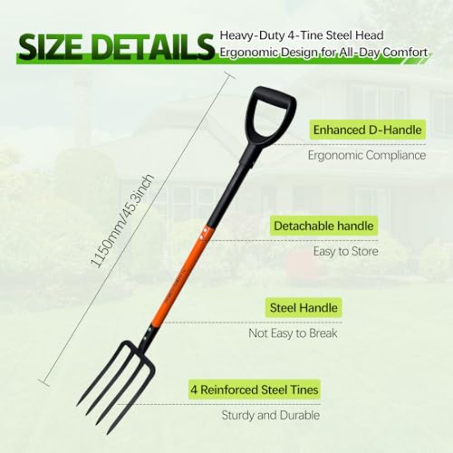 Pitch Fork for Garden 4-Tines  - مراجعة Spade Digging Fork وسعره