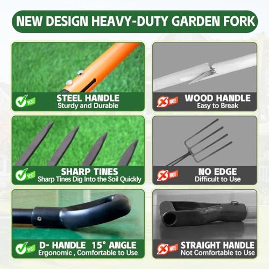 Pitch Fork for Garden 4-Tines  - مراجعة Spade Digging Fork وسعره