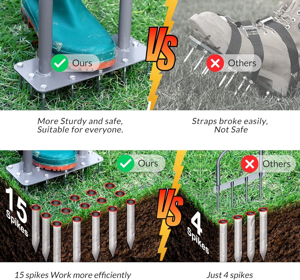 Lawn Aerator Spike Metal Manua - مراجعة Gardening Yard Tools وسعره